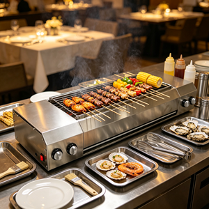 Restaurant Snack Shop Zoned Gas Griddle 2800W High Power Stainless Steel Non-Stick Flat <b>Cooking</b> <b>Grill</b> - Product Image 6