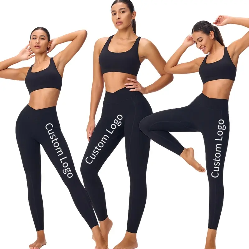 großhandel individueller druck LOGO nahtlose Sporthose verstärkungs-leggings nvgtn hohe taille gymnastik yoga zerknittert leggings für damen