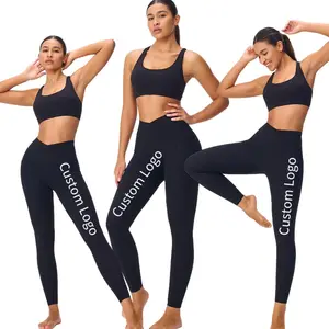 Grosir kustom cetak LOGO mulus celana olahraga memperkuat legging nvgtn pinggang tinggi gym yoga scrunch legging untuk wanita