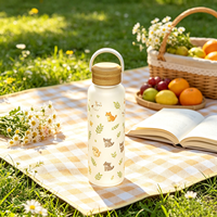 Bouteille d'eau en verre personnalisée de 19 oz avec impression intégrale et revêtement en silicone doux au toucher