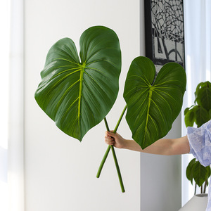 Simulazione grande foglia sentire pellicola verde velluto artificiale fiore foglia di loto pianta verde per la casa di nozze o decorazione del paesaggio - Product Image 3