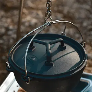 Dutch Oven Cast Iron CAMPINGMOON High Quality Outdoor Camping Dutch Oven Hanging Cooking Pot Frying Pan Stew Pot Dutch Oven Cast Iron