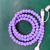 Kabel pengisi daya manik-manik tipe-c kustom dengan Transfer Data perlindungan & dekorasi USB untuk komputer-warna anggur ungu
