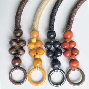 Asas de Madera <span class=keywords><strong>para</strong></span> Bolsos, Cordón de Poliéster, Asas de Repuesto <span class=keywords><strong>para</strong></span> Bolsos, Anillo Negro - Product Image 2