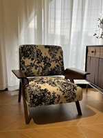 Fauteuil en bois de style rétro français de luxe léger avec dossier pour salon, balcon, chambre à coucher, mobilier de maison de loisirs