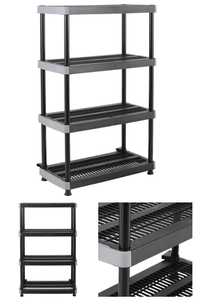 5-Layer Black Heavy Duty Plastic <strong>Storage</strong> Shelves Interlocking Design Modular Shelving <strong>Units</strong> <strong>for</strong> Garage <strong>Kitchen</strong> Home - Product Image 3
