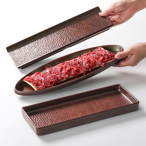 Plato Rectangular para Carne, Melamina, Imitación de Porcelana, para Servir Carne de Barbacoa, para Uso en Restaurantes de Hot Pot - Product Image 1