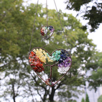 Attrape-rêves et carillon éolien en forme de cœur de pêche, en cuivre fait main, entièrement enroulé de fil, motif Arbre de Vie, pour décoration suspendue à la maison, disponible en grande et petite taille