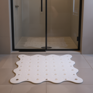 Alfombra de ducha cuadrada de 51 x 51 cm, blanca, antideslizante, para baño - Product Image 3