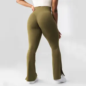Personalizzato leggero burroso morbido a vita alta Push Up Workout Fitness Yoga Wear Butt Lift V Cut Plus Size Leggings svasati da donna