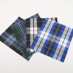 Low MOQ Durable Herringbone Yarn Dyed Check Fabric Soft <strong>Blue</strong> Tone Tartan Rayon Polyester <strong>Material</strong> for Kids School Wear - Product Image 1