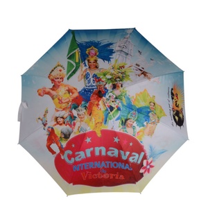 46IN Modern Straight Wooden Handle Semi-Automatic All in 1 Dance Props Blue White Porcelain Windproof Personal <b>Umbrellas</b> Stick - Product Image 3
