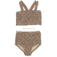 Bikini personalizado 2022 para chica joven con volantes y tirantes finos, tela elástica que protege contra los rayos UV del sol, conjuntos de Bikini
