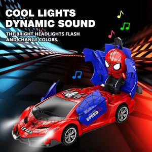 Véhicule électrique <span class=keywords><strong>Spiderman</strong></span> à déformation transformée Jouet Voitures lumineuses et musicales Universel Bump and Go Portes à ouverture automatique Rotation à 360 ° - Product Image 2