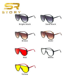 Gafas de Sol Siamesas de Moda Marca STORY W165, Diseño Moderno, Color Rojo, Estilo Femenino de los 90, Gafas de Sol Amarillas de una Pieza para Mujer y Hombre - Product Image 6