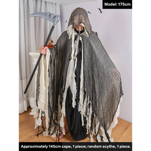 Cape d'Halloween Costume <span class=keywords><strong>de</strong></span> Diablo Cape <span class=keywords><strong>de</strong></span> <span class=keywords><strong>Mort</strong></span> Cosplay en lambeaux Horreur Médiévale Cape <span class=keywords><strong>de</strong></span> Sorcière Magique Cape d'Halloween Diable - Product Image 2