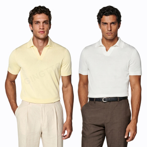 En stock – Nouveaux polos décontractés <span class=keywords><strong>sans</strong></span> boutons à manches courtes pour hommes, personnalisables avec logo, vente en gros en vrac pour l'été - Product Image 1