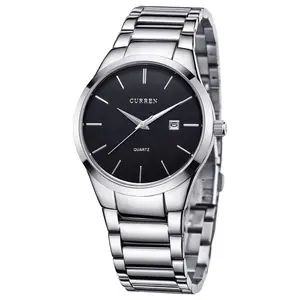 Mode CURREN 8106 affaires luxe montre-bracelet affichage de la Date Simple bracelet en acier inoxydable 3 ATM étanche montre-bracelet pour hommes