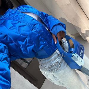 <span class=keywords><strong>Cappotto</strong></span> imbottito in cotone con motivo a stella <span class=keywords><strong>donna</strong></span> Patchwork Puffer Outwear tinta unita inverno caldo Zipper Crop Top Jacket - Product Image 3