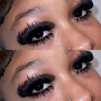 Extensions de cils en vraie fourrure de vison 25MM, super volumineuses, 5D, longues et épaisses, effet pointu, vente en gros, en bande, en vrac