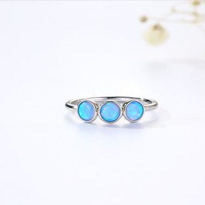 Bijoux de mode bague <span class=keywords><strong>opale</strong></span> <span class=keywords><strong>blanche</strong></span> ou bleue bijoux <span class=keywords><strong>opale</strong></span> en argent sterling 925 bagues plaquées or ou rhodium pour femmes - Product Image 3