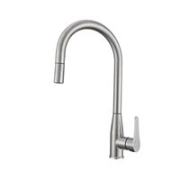 Grifo de Cocina de Diseño Moderno con Rociador Extraíble de Arco Alto, Cuerpo Cónico de Acero Inoxidable Cepillado para Cocina Moderna, Proveedor Mayorista