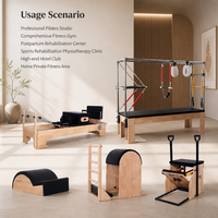 Paquete de 5 Piezas de Equipo de Pilates de Madera Maciza Resistente, Combo Profesional de Reformer y Cadillac para Pilates, para Exportación
