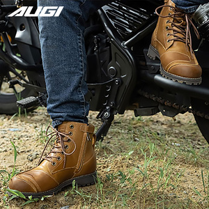 <span class=keywords><strong>Botas</strong></span> de cuero para motocicleta para hombre, zapatos <span class=keywords><strong>Vintage</strong></span> para moto de carreras, <span class=keywords><strong>motocross</strong></span>, todoterreno, <span class=keywords><strong>botas</strong></span> anticaída para montar en moto - Product Image 2
