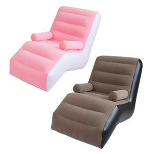 Portable Eco Floqué Pvc S Forme Inclinable Rose Camping En Plein Air Blow Up Amour Bateau Coin Gonflable Canapé Canapé Chaise Lit - Product Image 1