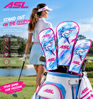 ASL GOLF Housse de tête de club de golf en PU, imperméable, légère, durable, portable, entièrement brodée, personnalisable, motif imprimé intégral, haute élasticité