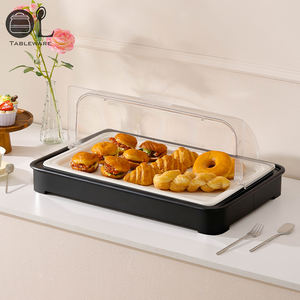 OULU - Bandeja de Exhibición Reutilizable de Acero Inoxidable con Tapa Enrollable Transparente <span class=keywords><strong>para</strong></span> Servir Alimentos, Pasteles, Postres, Hoteles y Restaurantes - Product Image 5