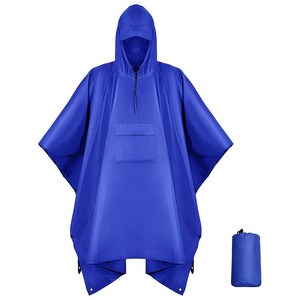 Unisex Lightweight Polyester Waterproof Hooded Rain <b>Poncho</b> Carrying Bag <1L Capacity for Hiking Camping Emergency Use-<b>Men</b> Women - Product Image 6