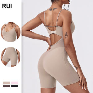 RUIQUWIN, Mono de Yoga Sexy con espalda descubierta y huecos para mujer, Spandex/nailon transpirable elástico en cuatro direcciones para entrenamiento de gimnasio, venta al por mayor - Product Image 1