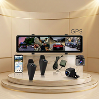 Caméra embarquée IPoster 12 pouces avec WIFI, GPS, caméra HD, système de vue à 360°, enregistreur DVR pour voiture, rétroviseur, kit vidéo 4 canaux 1080P