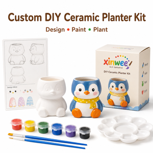 Kit <span class=keywords><strong>de</strong></span> Jardinage Intérieur Miniature en Céramique avec <span class=keywords><strong>Pot</strong></span> à Succulentes en Forme d'Animal pour Peinture DIY, Paysage Féerique, Décoration <span class=keywords><strong>de</strong></span> Bureau à Domicile - Product Image 1