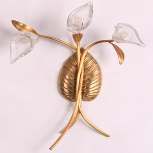 तांबे की दीवार लैंप क्रिस्टल फूल सजावट लिविंग रूम होटल बेडसाइड पीतल शाखा मोटिफ दीवार प्रकाश कला मैग्नोलिया बल्ब - Product Image 6