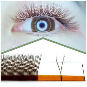 ขนตาปลอมสีน้ำตาล YY รุ่น 0.05 สีคาราเมล แบบไขว้ นุ่มเป็นธรรมชาติ ความยาวคละไซส์ 8-15 มม. - Product Image 1