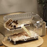 Cage à hamster ventilée en acrylique, maison pour animaux de compagnie transparente de luxe pour hamsters syriens nains