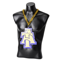 Collier à maillons en acrylique grand format, résistant aux chocs, plaqué or, avec logo du vainqueur MVP d'équipe de football et design à motifs colorés