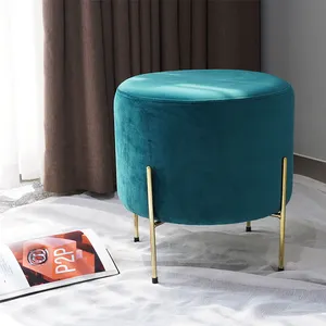 High Quality Ottoman Wholesale High Quality Nordic Luxury Gold Fabric Ottoman Manufacturers Velvet Foot Stool Chair With Legs