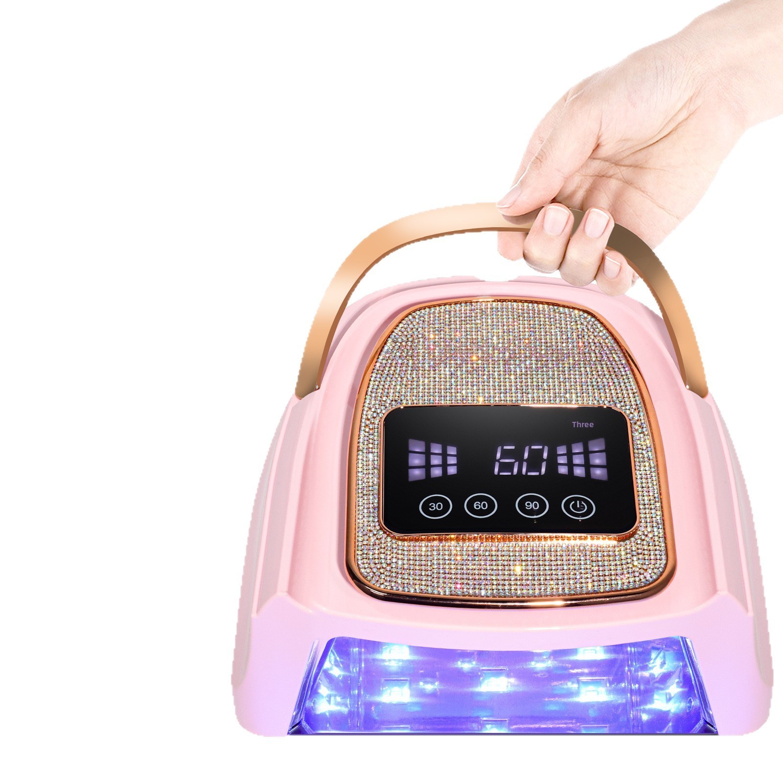 Battery-Powered Diamond-Embedded Professional Nail UV/LED Lamp Fast-Drying Portable High-Power Smart Sensor Painless Nail Salon