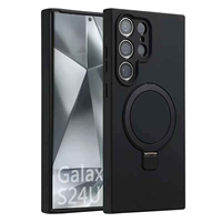 Pour Samsung S25 S24 Ultra S23 Plus liquide 360 support couleur unie trou fin Anti-chute couverture arrière peau Silicone étui de téléphone portable
