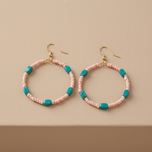 Pendientes de Aro Estilo Bohemio con Círculo Lunar para Mujer, Chapados en Oro, con Cuentas de Vidrio Colgantes, Tejidos a Mano, Libres de Plomo y Cadmio, Joyería de Moda - Product Image 2