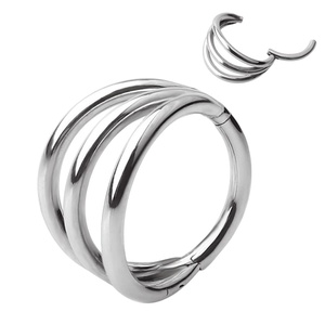 Mode ASTM F-136 titane avec 3 ventilateurs Out Design côté face à charnière Segment anneaux Clicker femmes nez anneaux Piercing bijoux - Product Image 2