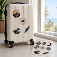 Autocollants personnalisés holographiques en vinyle imperméable à forte adhérence, motifs botaniques et célestes vintage pour journal, carnet et bouteille d'eau