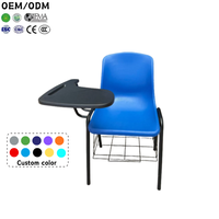 Chaise de classe moderne avec bureau pliable et accoudoirs - Chaise d'école en plastique durable et écologique pour la maison, le bureau et la salle de classe