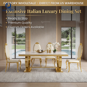 Muebles Modernos de Lujo para el Hogar, Juegos de Mesa de Comedor, Mesa de Comedor de Acero Inoxidable y Mármol - Product Image 4