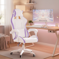 Chaise de bureau pivotante confortable pour fille, couleur violette, avec fonction de levage et d'inclinaison, chaise de jeu inclinable