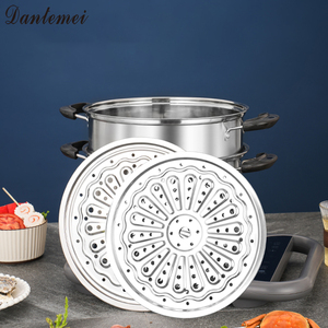 Juego de utensilios de cocina más vendidos, ollas de cocina multicapa, cocina de vapor de acero inoxidable de gran capacidad de <span class=keywords><strong>3</strong></span> capas - Product Image 4