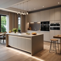 Meubles de cuisine modulaires modernes en bois massif, designs professionnels tout-en-un pour villa
